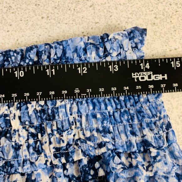 Express 2 Piece Set Off Shoulder Smocked Floral Dress Size M Blue White Crop Top - Picture 9 of 16